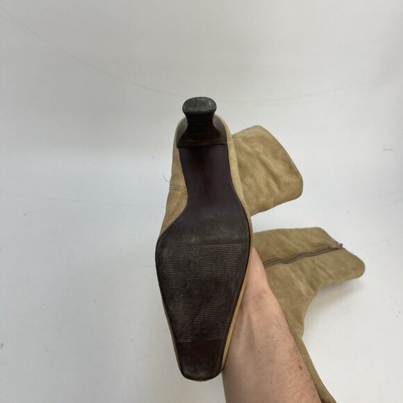 Y2K Steve Madden Tina Tan Suede Boots Women’s Size 7 Leather Upper Kitten Heels - Picture 11 of 14